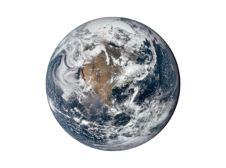 Stunning view of earth from space showing north america and weather patterns, Isolated On Transparent Background, Png