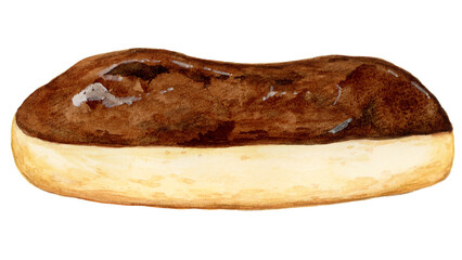 手描き水彩の美味しいエクレアのイラスト