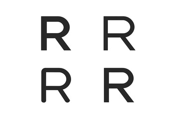 Set of letter R logo design templates. Collection of minimal vector icon marks for branding. Modern and clean alphabet character graphic for corporate identity or business.