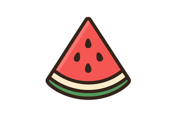 Watermelon slice vector icon. Fresh fruit wedge cartoon illustration. Simple flat design graphic symbol for summer food, healthy snack or juicy sweet dessert concept.