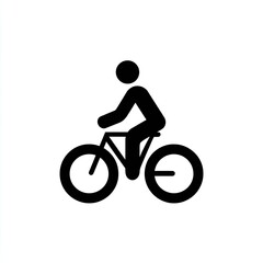 Obraz premium Simple black silhouette of a person riding a bicycle