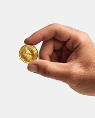 Gold coin held in a hand