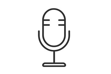 Microphone icon vector. Thin line mic illustration for podcast, radio, broadcast. Symbol for voice, sound, audio recording. Studio equipment for music, interview, show, talk.