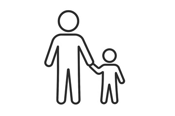 Fototapeta premium Adult and child holding hands line icon. Father and son. Parenting, family, adoption, care, support, help concept. Humanitarian aid, charity, social issues, protection vector.