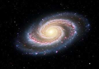 Spectacular spiral galaxy with swirling arms of stars and cosmic dust in deep space