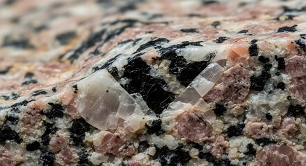 Intricate Texture of Rose Granite: A Close-Up View Revealing Mineral Grains and Crystalline Structure