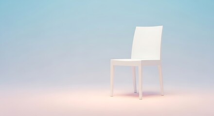 Minimalist depiction of a solitary white chair in serene, gradient hues