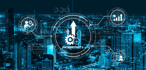 Productivity improvement in digital business, showing productivity tools, productivity tracking, productivity optimization, and workflow for business workplace efficiency. Spline