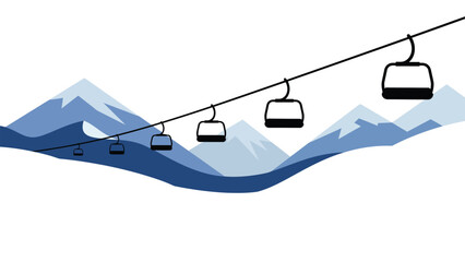 Ski Lift in the Mountains Vector Illustration for Winter Season