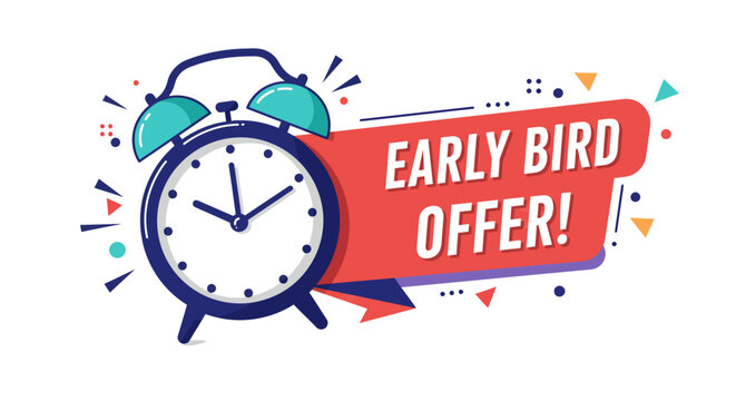 Early bird offer vector icon