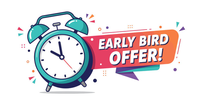 Early bird offer vector icon
