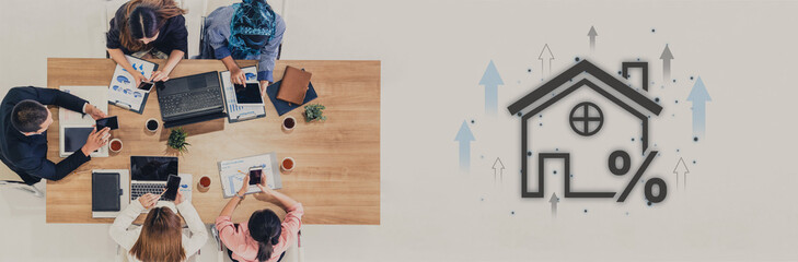 Real estate investment profit illustration showing rising house value, property return, and real estate profit growth. Real estate investment icons highlight ROI in real estate investment. Spline