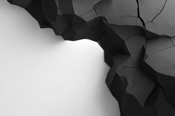 Abstract Geometric Black Rock Structure On White Background