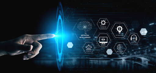 AI learning system involves deep learning, supervised machine learning, and natural language processing. AI learning diagram shows how AI advances learn in automation and data processing. Spline
