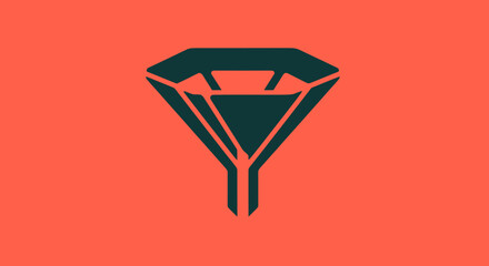 Abstract diamond funnel shape symbolizing refinement and filtering of valuable elements.
