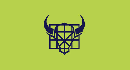 Geometric bull head logo abstract symbol design.
