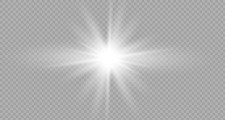 Vector transparent sunlight with lens flare effect. Overlays, light, Sun, sunrays, overlays, light transitions, lens flare, light leaks and glare in PNG