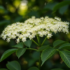 Elegant elderflower blossom in full bloom, capturing nature's delicate beauty