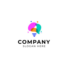 idea bulb brain logo, colorful bulb brain idea Logo design vector
