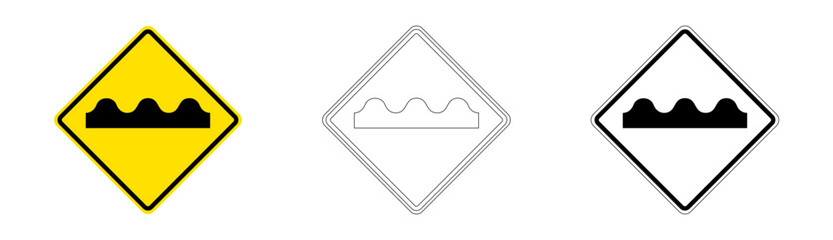 Successive Speed Bumps Traffic Sign in Vector Format