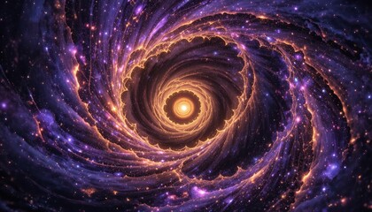 Hypnotic celestial spiral of a colorful cosmic wormhole, an abstract representation of deep space travel through a vibrant universal gateway of stars