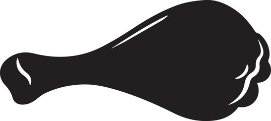 Black silhouette of a chicken leg isolated on white background