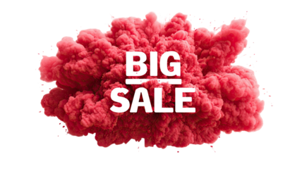A red burst with the words bid sale shows black Friday promotional discount announcement graphic isolated on white background