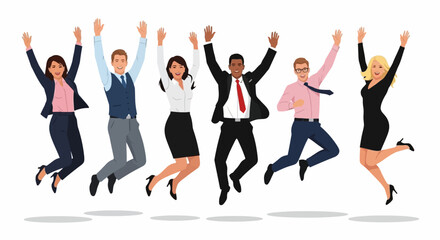 Jumping business people. Large group of jumping business people vector isolated on white background.