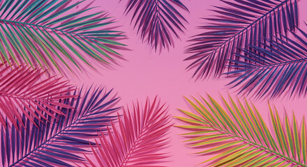 Vibrant tropical palm fronds with a modern neon twist create a fun, exotic vibe perfect for summer promotions, party invitations, and eye-catching designs