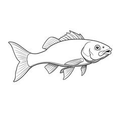 Fototapeta premium Simple Black and White Line Art Illustration of a Single Fish 