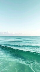 Teal Ocean Waves Crashing with Bright Sky Background and Sunlight Reflection, Coastal Waters, Seascape, Atmospheric Marine Scene, Water Surface