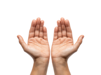 Two open palms upward against black background, Isolated On Transparent Background, Png
