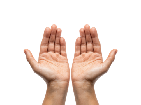 Two open palms upward against black background, Isolated On Transparent Background, Png