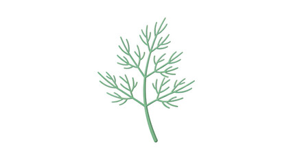 Fototapeta premium Minimalist Green Botanical Branch Illustration On Black