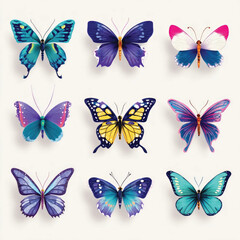 Elegant butterfly silhouette vector illustration isolated on white background