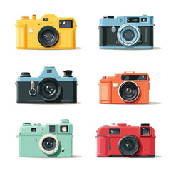 A classic camera silhouette in black and white isolated on a clean white background for graphic design isolated on white background