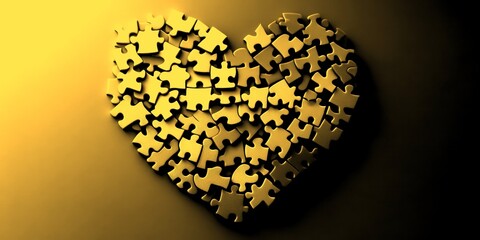 puzzle pieces arranged in a heart shape creating a display of love and unity