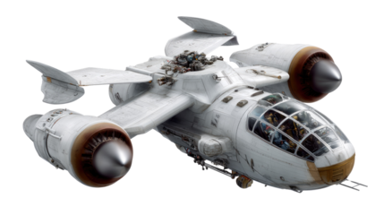 Sci-fi Transport in Motion: A futuristic spacecraft, meticulously detailed with sleek lines and powerful engines, soaring through the celestial sphere.