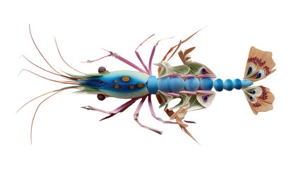 Colorful Mantis Shrimp in Underwater world: Captivating close-up of a vibrantly colored mantis shrimp, showcasing its intricate body and powerful claws.