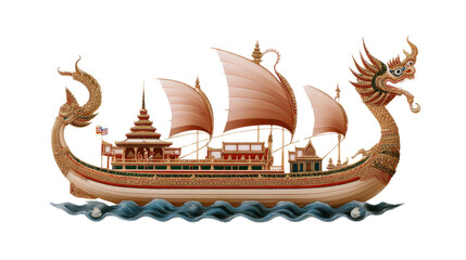  Majestic Galleon: The elegant lines of a traditional galleon, intricately adorned with ornate carvings and billowing sails, navigate the tranquil waters.