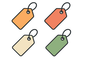 Colorful price tags set. Vector flat icon collection. Blank labels for shopping, sale, discount, retail promotion. E-commerce badge template. Modern minimalist design.