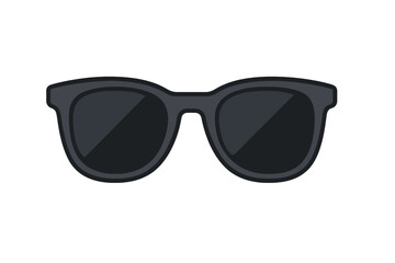 Fototapeta premium Sunglasses vector icon. Summer eyewear illustration. Fashion accessory for sun protection. Retro classic style shades symbol. Black eyeglasses isolated on white background. Cool glasses.