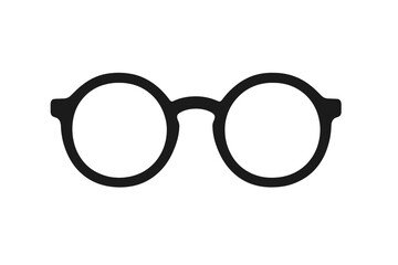 Eyeglasses silhouette icon. Round glasses frame symbol. Retro hipster spectacle sign for vision & optic themes. Simple flat vector illustration for web design or print.