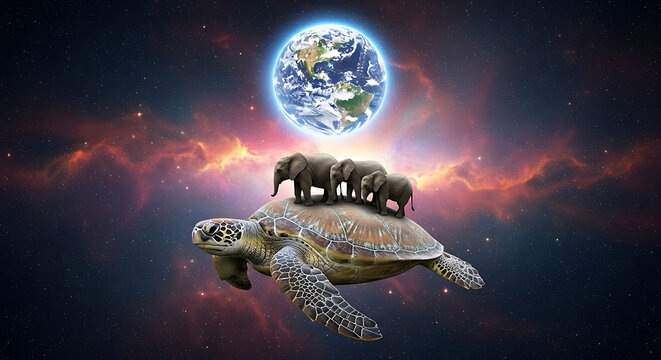 World on Turtle's Back Elephants, Earth, Fantasy, Universe