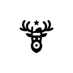 Whimsical Christmas Reindeer with Star Antler Decoration Vector