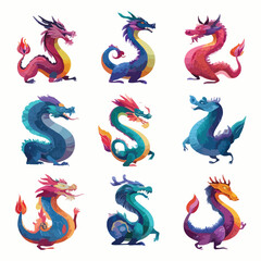 Mythical dragon silhouette illustration isolated on a clean white background for fantasy designs isolated on white background