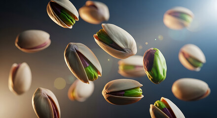 Pistachios Falling, Macro Shot, Healthy Snack, Nut, Food Photography