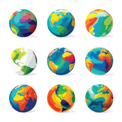Stylized silhouette of planet earth with continents and oceans isolated on white background