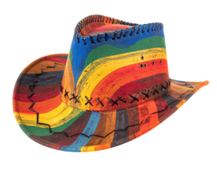 Colorful rainbow cowboy hat