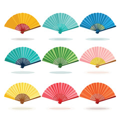 Silhouette of a classic fan with multiple blades isolated on a clean white background isolated on white background